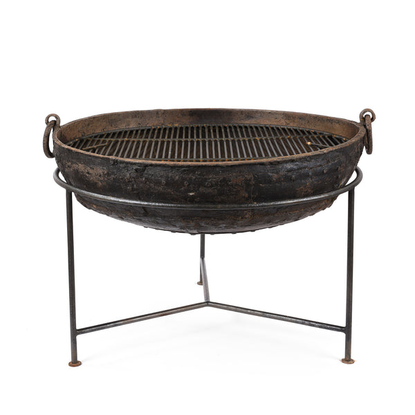 Old Indian Original Kadai Fire Bowl - 88cm diameter | Indigo Antiques