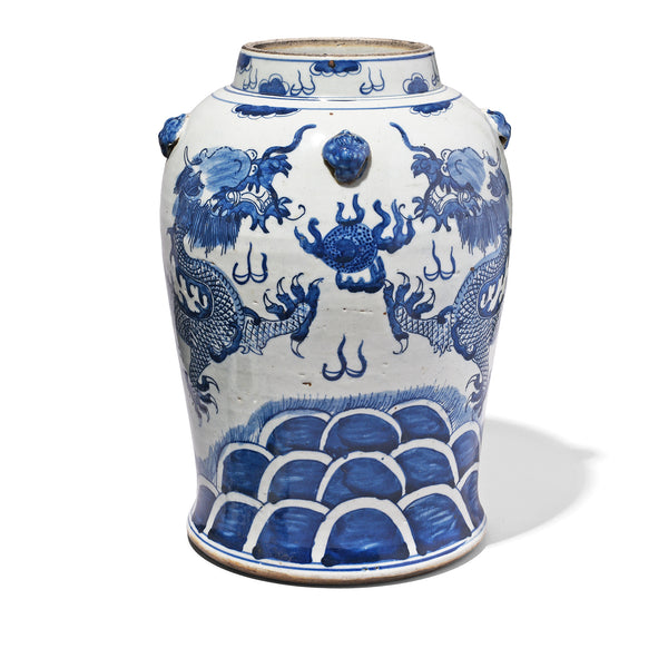 Blue & White Porcelain Temple Jar - Dragons | Indigo Antiques