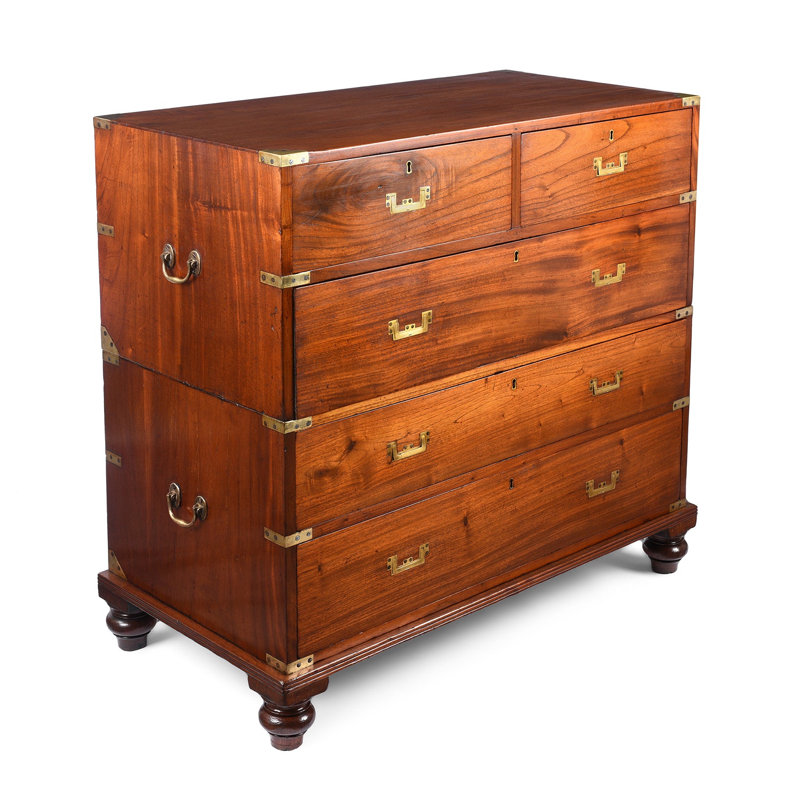 Antique Indian Teak Wood Chest On Chest Campaign Furniture Chest Of Drawers  - Jardinopia Ltd