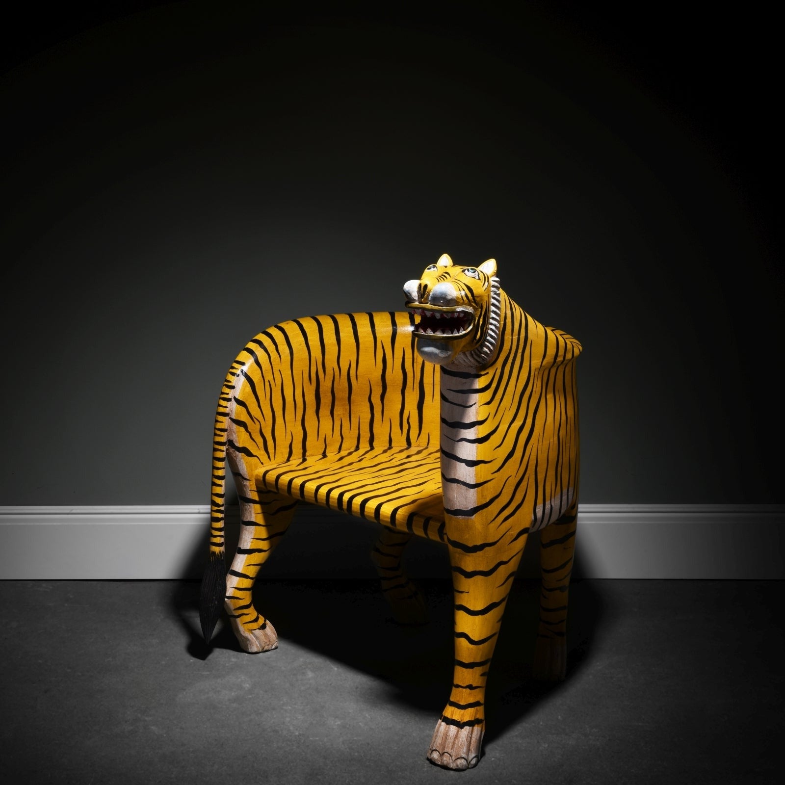 Painted Tiger Chair Made From Reclaimed Teakwood | Indigo Antiques