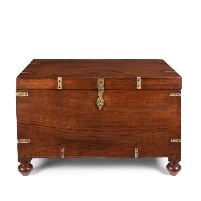 Brass Bound Teak Indian Military Chest From South India -19Thc | Indigo ...