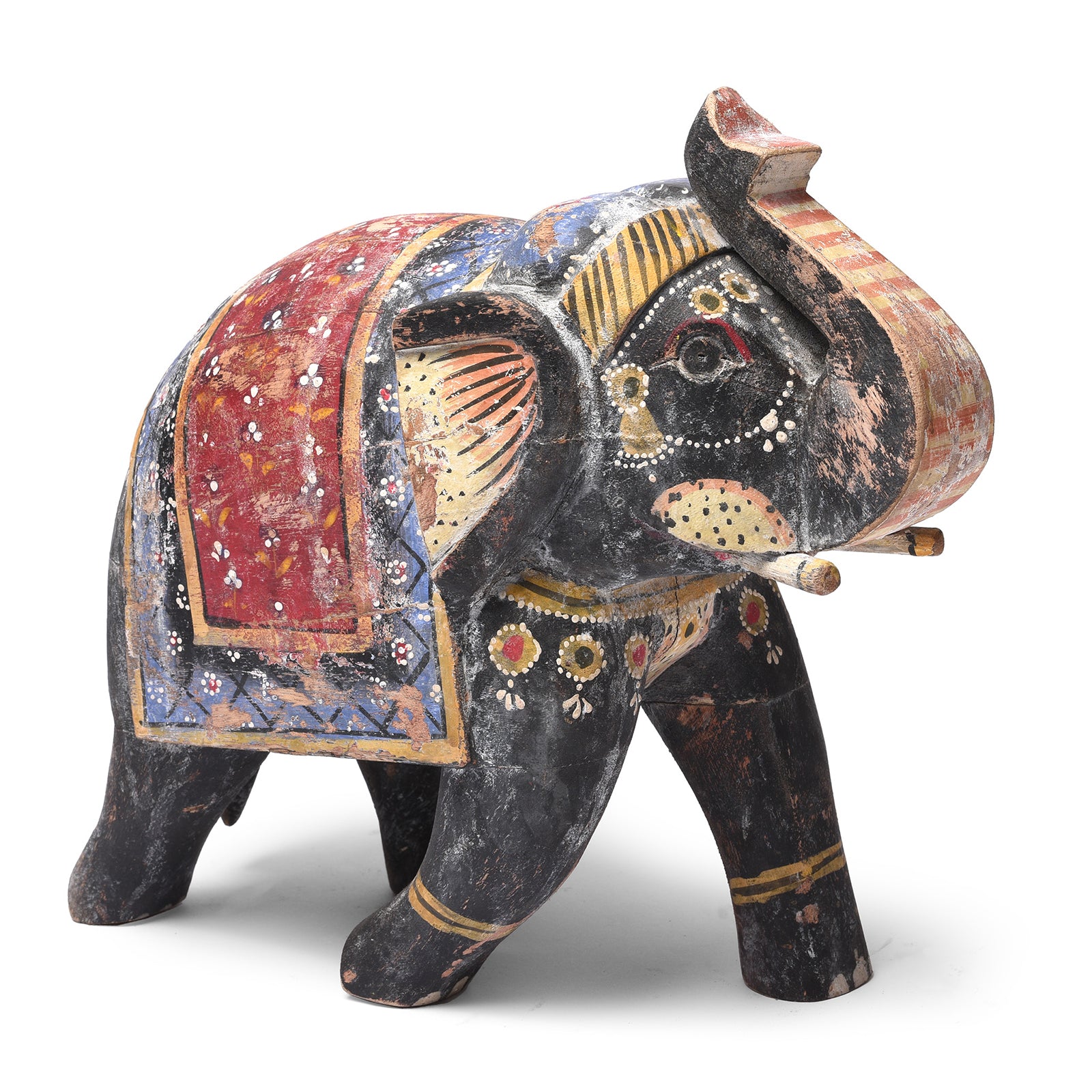 Painted Indian Elephant Figurine From Rajasthan | Indigo Antiques