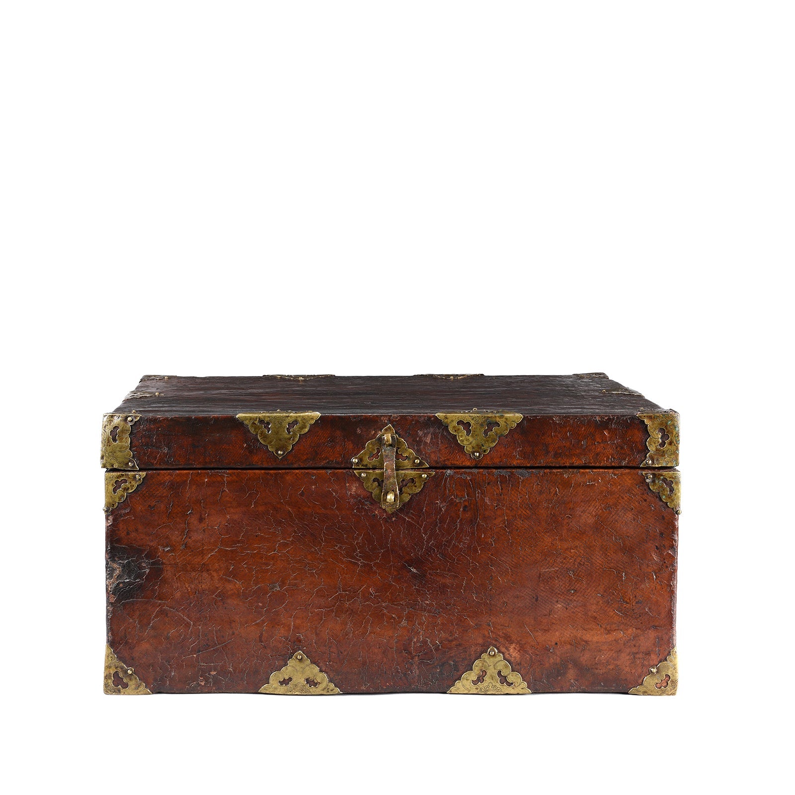 Early 19th Century Brass Bound Leather Trunk