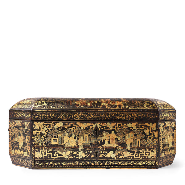 Antique Chinoiserie Black and Gold Lacquered Sewing Box – Danielle